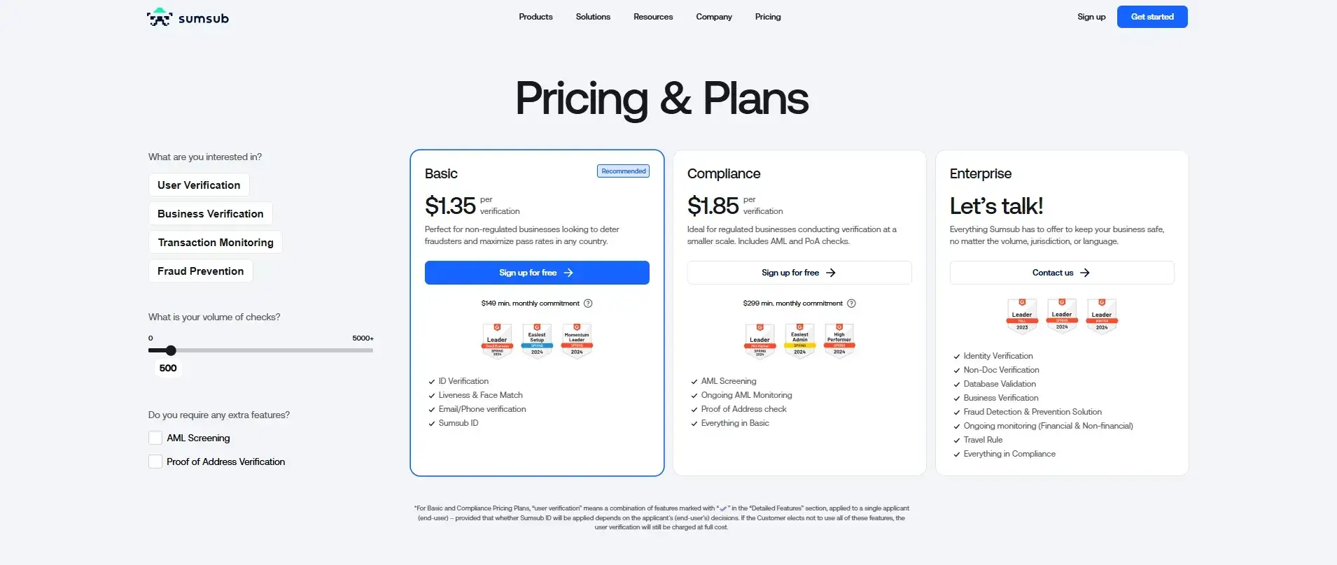 sumsub price page
