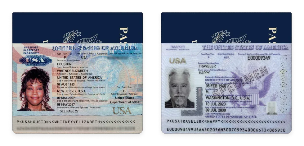American passports issued in 2007 and 2021