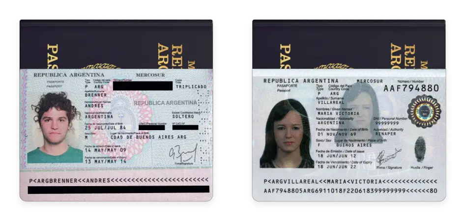 Argentinian passports issued in 2003 and 2019