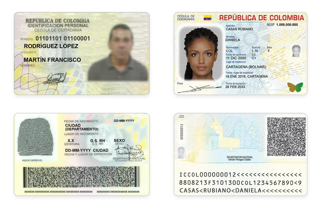 Colombian ID cards issued in 2000 and 2020
