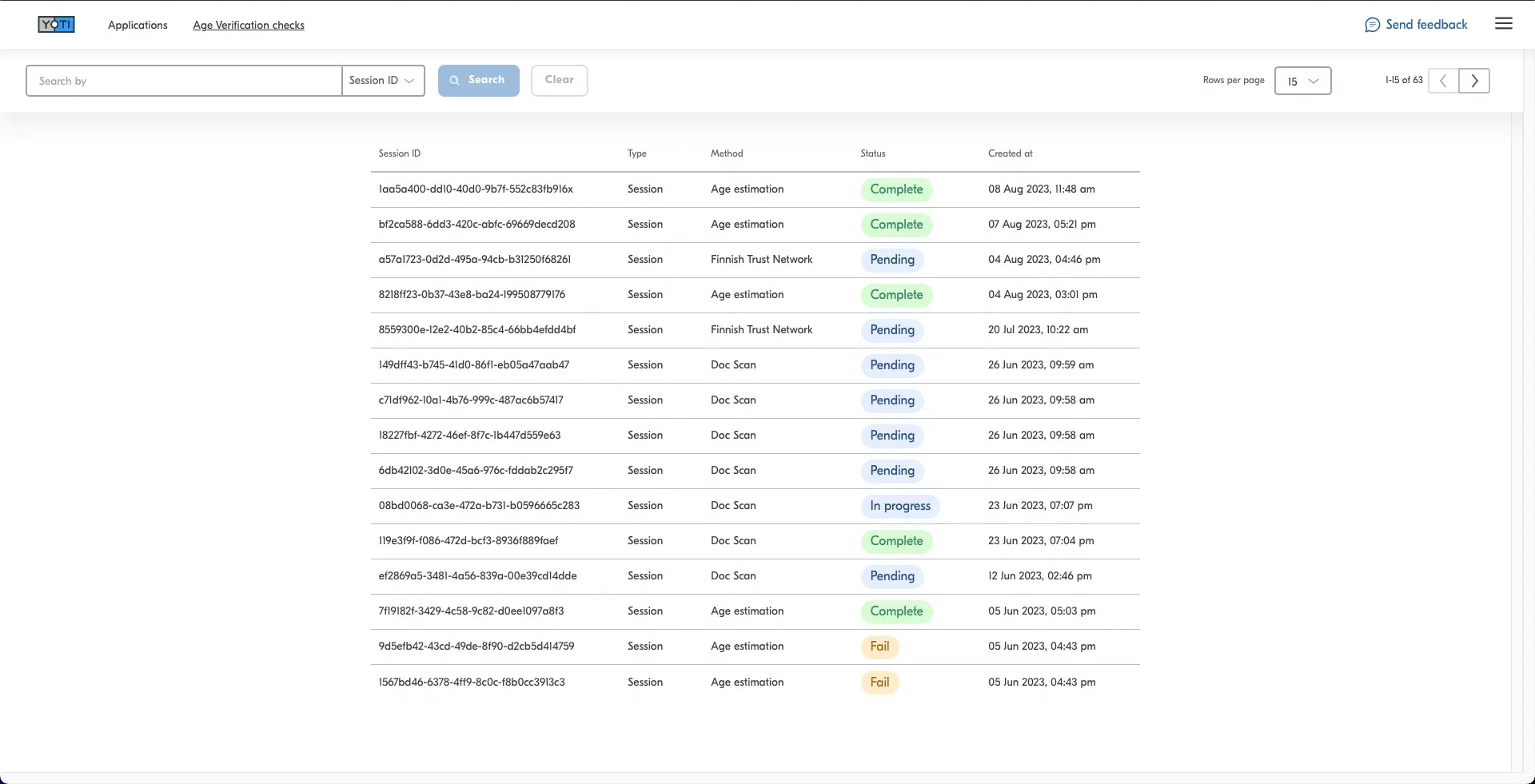 Here’s what Yoti’s dashboard looks like.