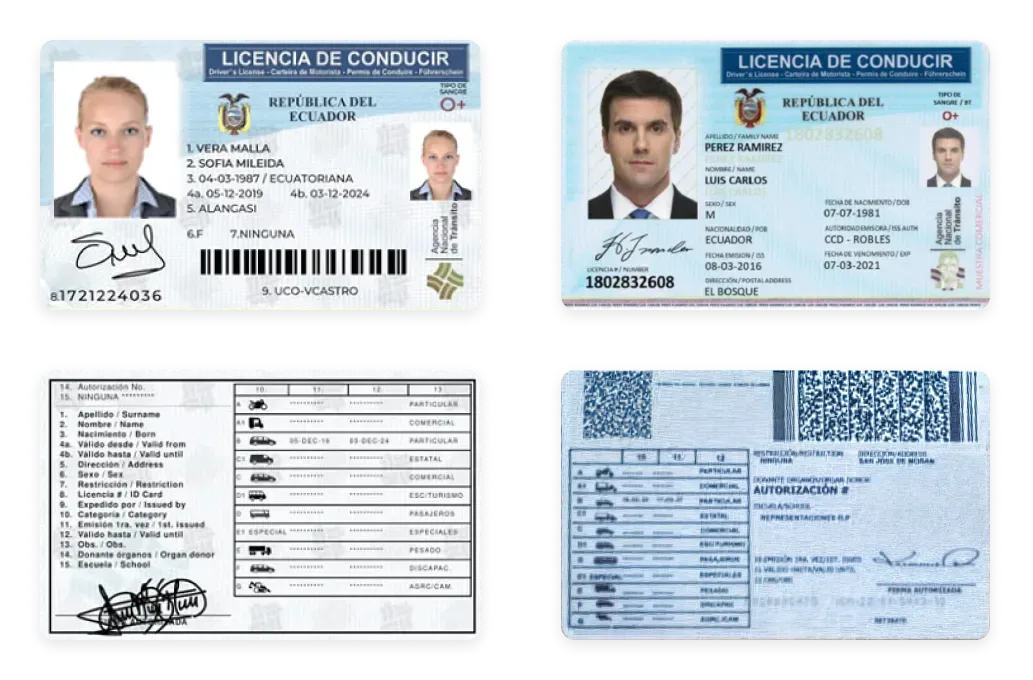 Ecuadorian driving licences used nowadays and upcoming one