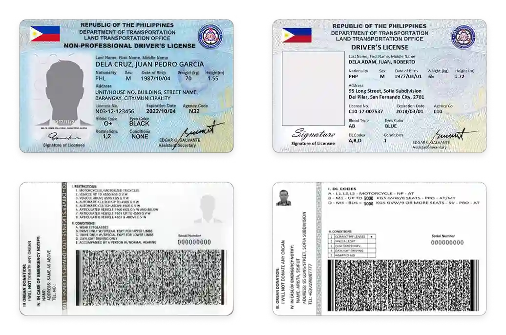 Philippine Driving Licenses issued in 2017 and 2023