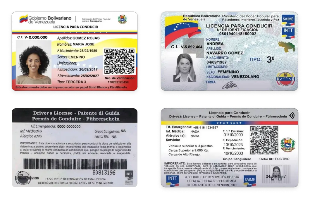 Venezuelan driving licences issued before 2024 and in 2024