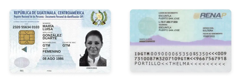 Guatemalan ID card issued in 2013 