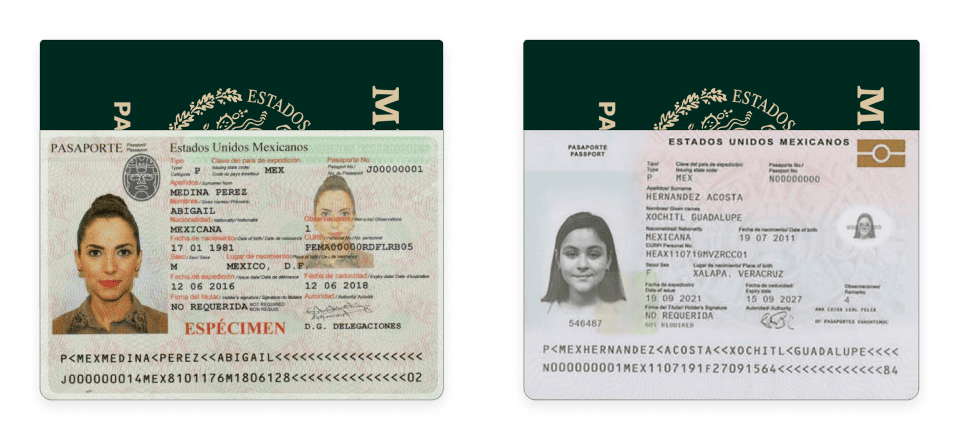 Mexican passports issued before 2021 and after 2021