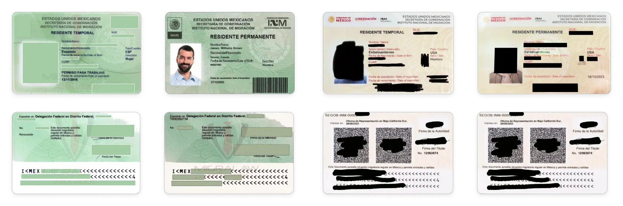 Mexican residence permits in 2012 (left) and 2022 permits (right)