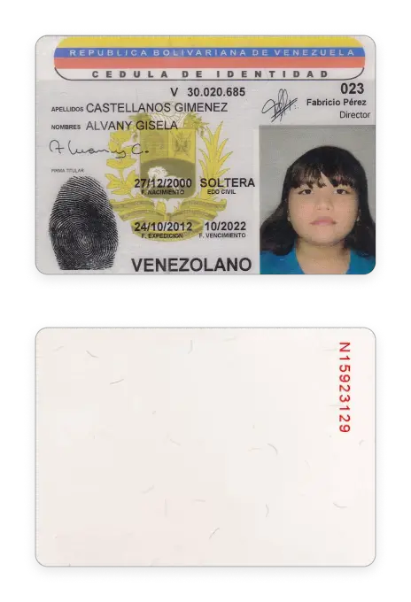 Venezuelan ID card issued in 2010
