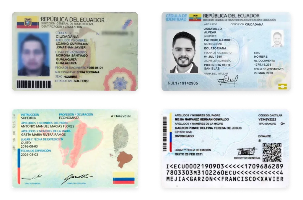 Ecuadorian ID cards issued before and after February 2021