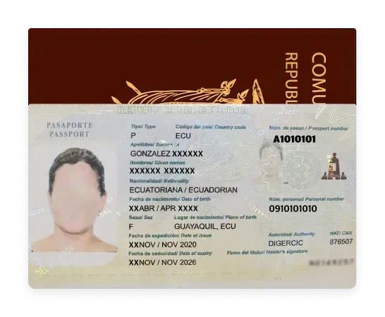 Ecuadorian Passport issued in 2020