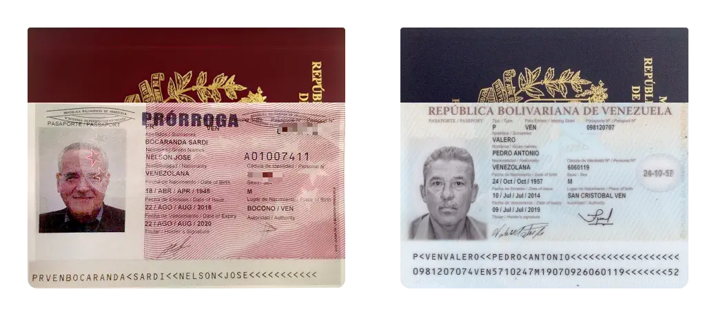 Venezuelan passports issued in 2011 and 2015