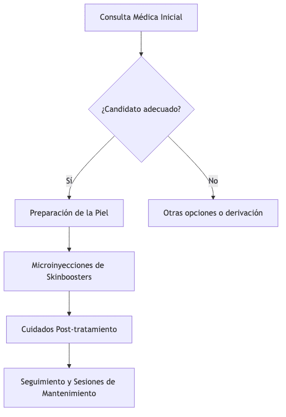 Flujo del proceso de tratamiento con skinboosters