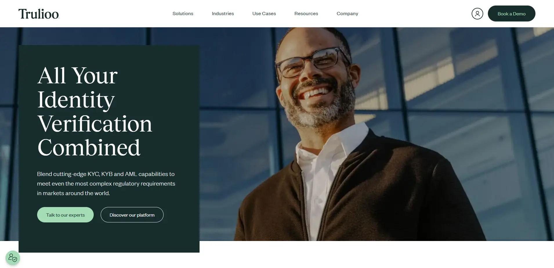 View of the Trulioo landing page.